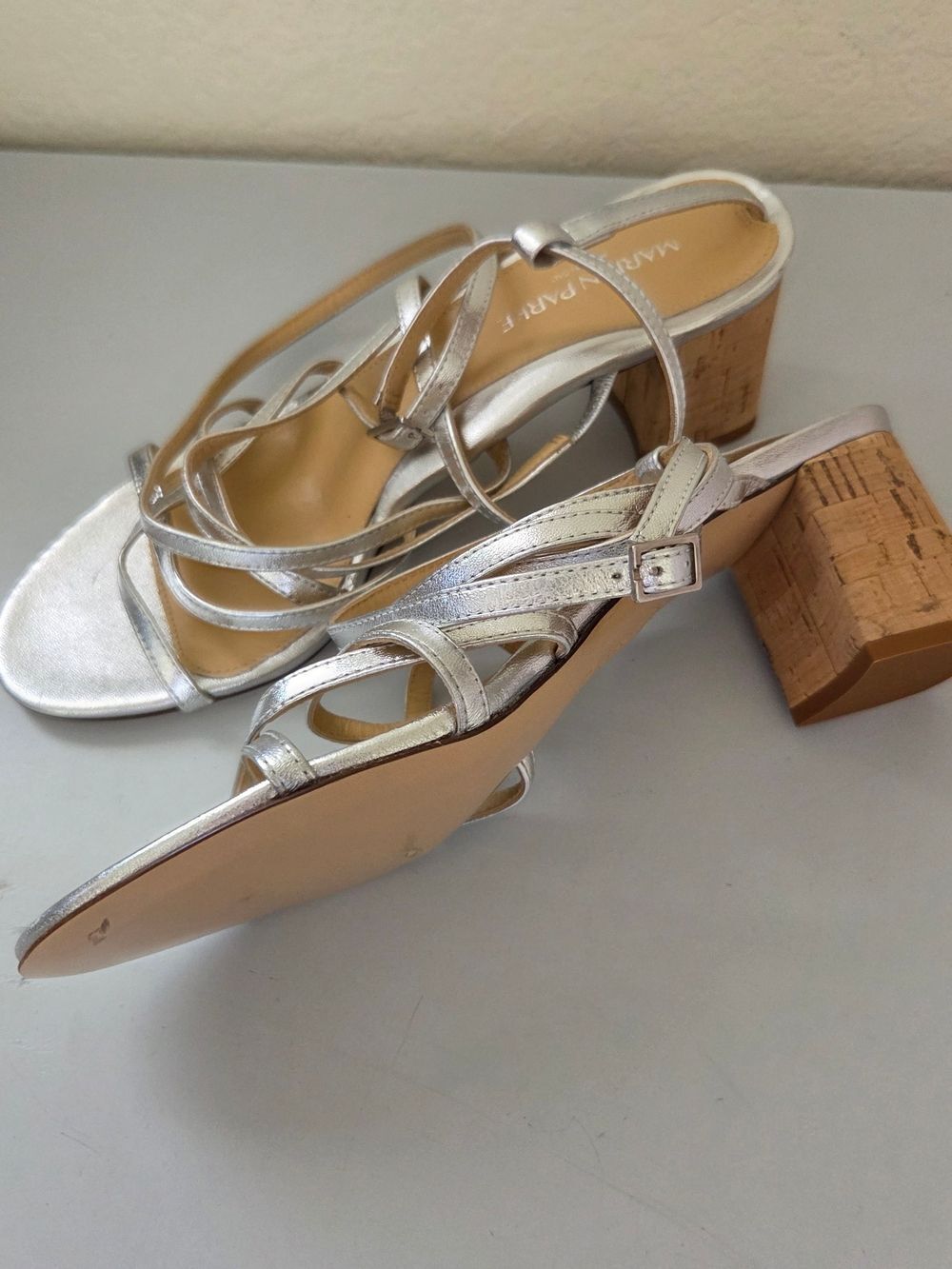Marion Parke Bianca Strappy Leather Sandals In Silver